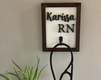 Stethoscope hanger, Personalized sign, Nurse gift, Vet tech, Respiratory therapist, Custom sign, Medical gift, Med school gift, Doctor, sign