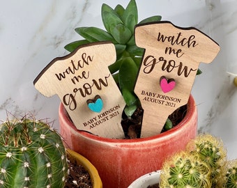 Personalized 'Watch Me Grow' Plant Tag: Baby Shower Succulent Favor