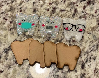 Acrylic Tooth Badge Reel Blank: 1.6 inch Laser Cut DIY