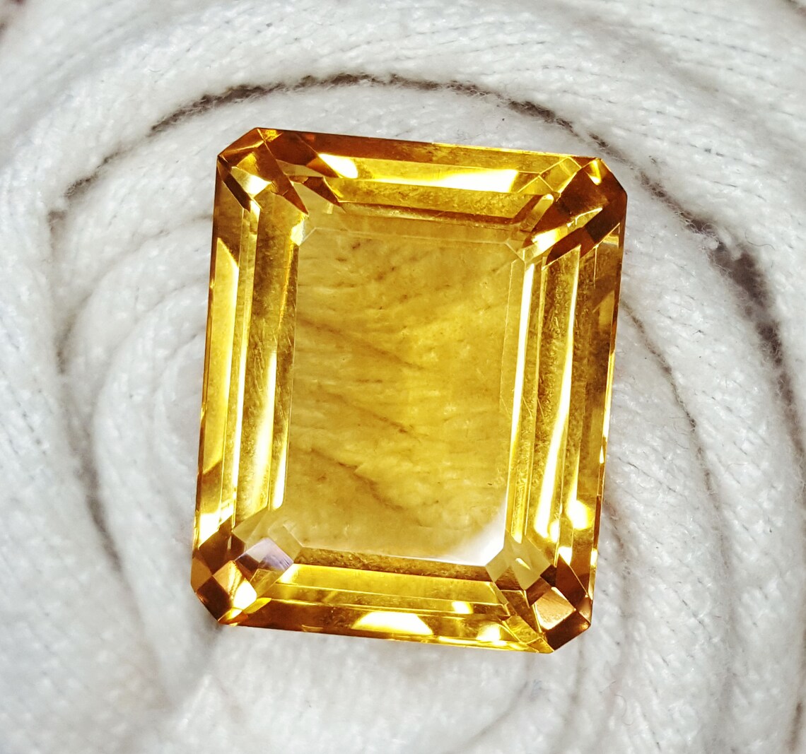 Loose Gemstone Natural Citrine Emerald Shape Certified 45 To Etsy