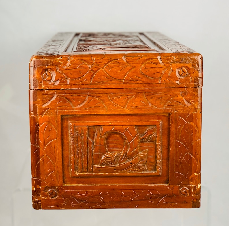 Vintage Hand Carved Chinese Chest Camphor Etsy UK