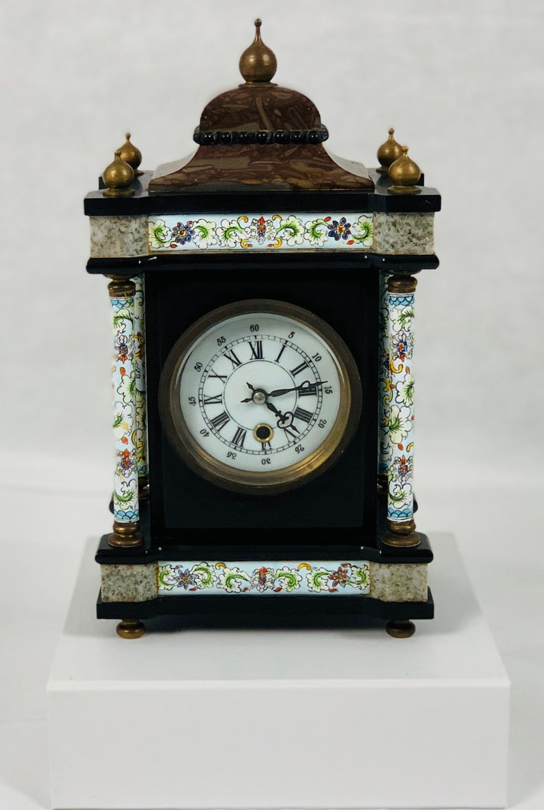 18th Century French Marble and Champleve Enamel Mantel Clock - Etsy