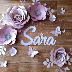 Dusty Pink & Rose Gold Personalised 3D Paper Flower Art for Nursery (various colours) Dreamy/Calm Atmosphere Decor/Beauty salon Makeover