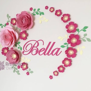 Paper Flowers Wall Art for Girls Room #PinkDecor#BabyGirlsNursery#blushpaperflowers#overthecribflowers#customorder#nurserywalldecor#babypink