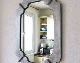 Silver Mirror with Elegant corners/funky mirrors/Bathroom Mirrorr/Modern Mirror/Pattern Mirror/Entryway Mirror/Decor/Interior/