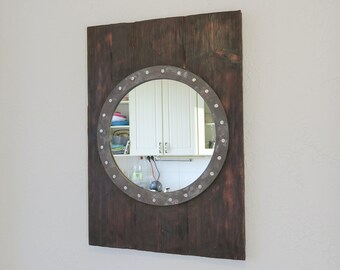 Boat Cabin Window Styled Mirror/Mirror with metal parts/Bathroom Mirror/Rustic Wall Mirror/Modern Mirror/Entryway Mirror/Decor/Interior/