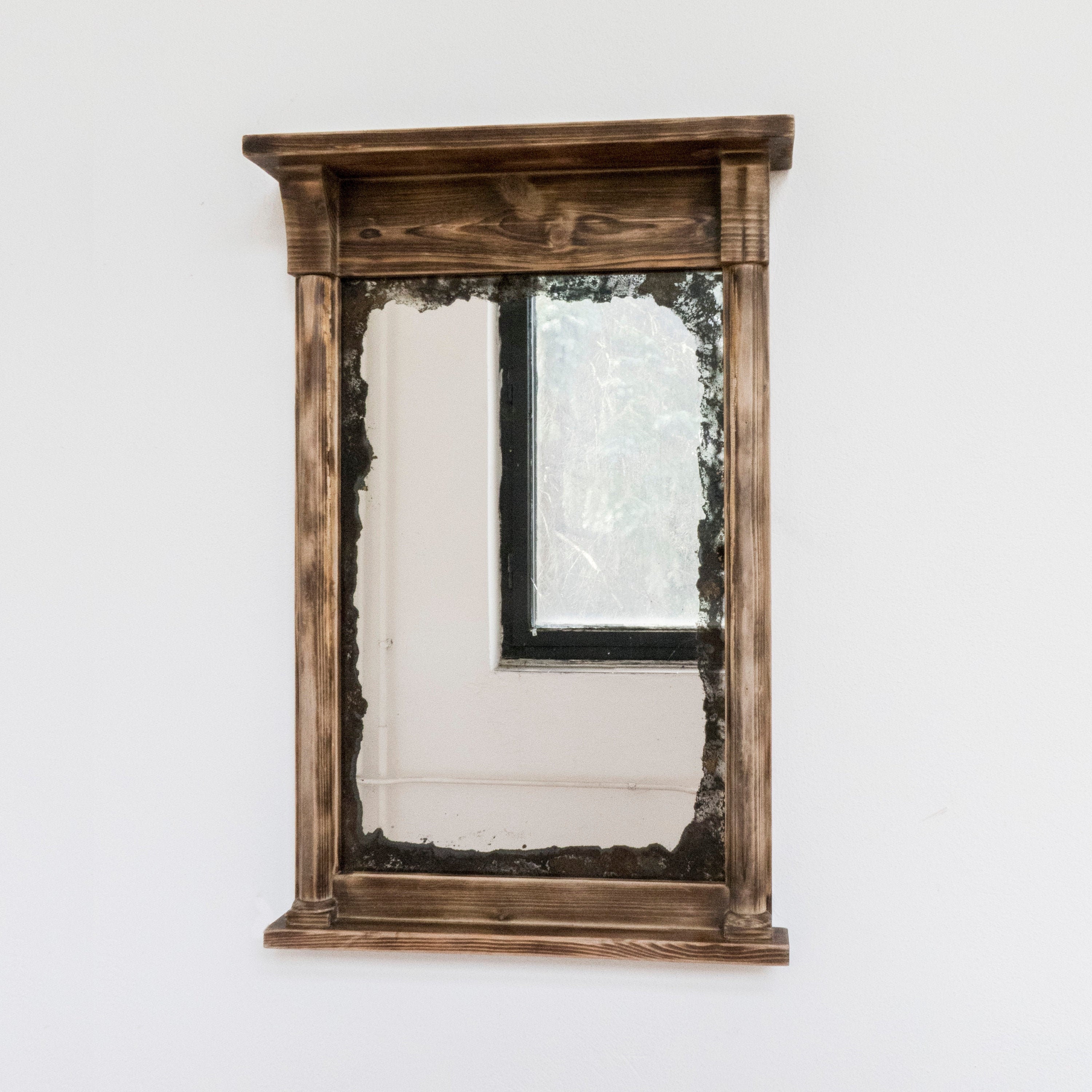 Antique Mirror With Solid Top/rustic Mirror/small Wall Etsy