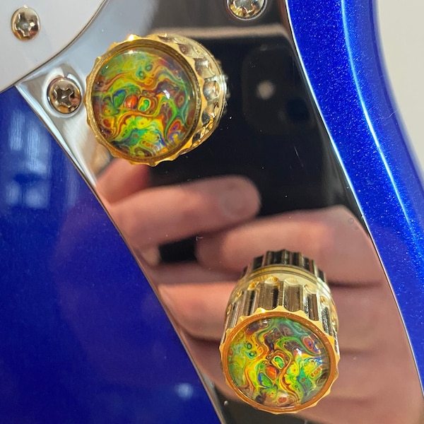 Swirl Guitar Knob with Glass Insert (pair)