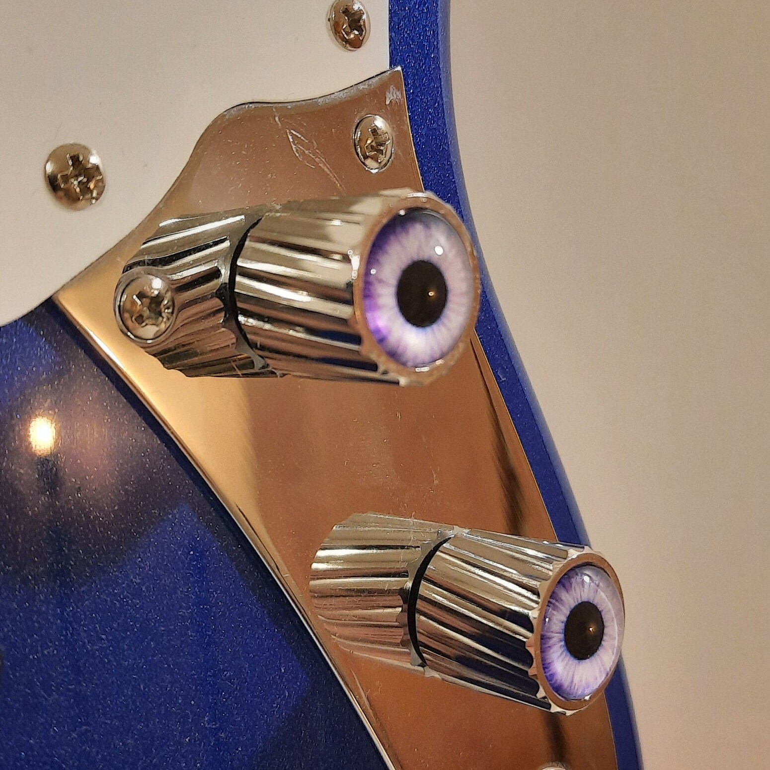 Nickel Plated Brass Guitar Knob with Glass Insert pair Etsy