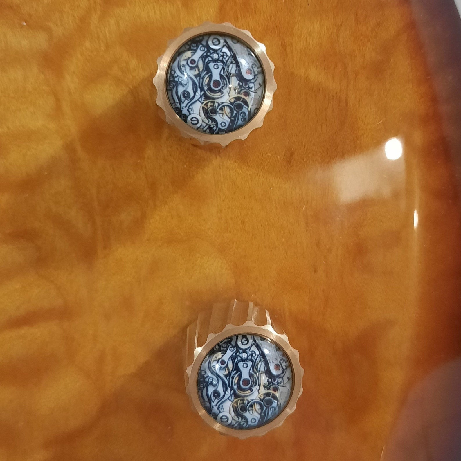 Brass Guitar Knob with Glass Insert pair Etsy