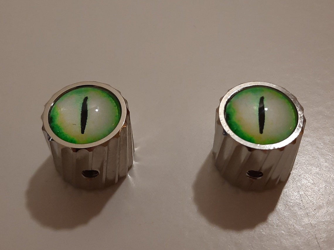 Nickel Plated Brass Guitar Knob with Glass Insert pair Etsy