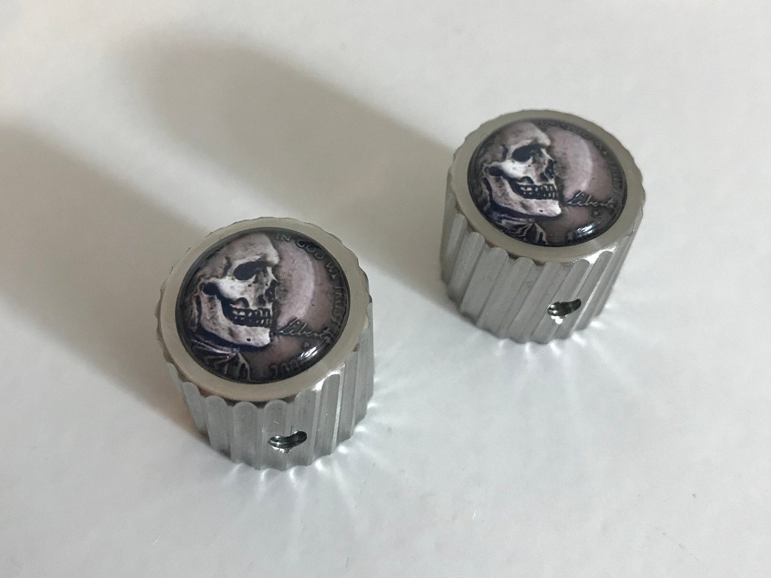 Nickel Plated Steel Guitar Knob with Glass Insert three Etsy