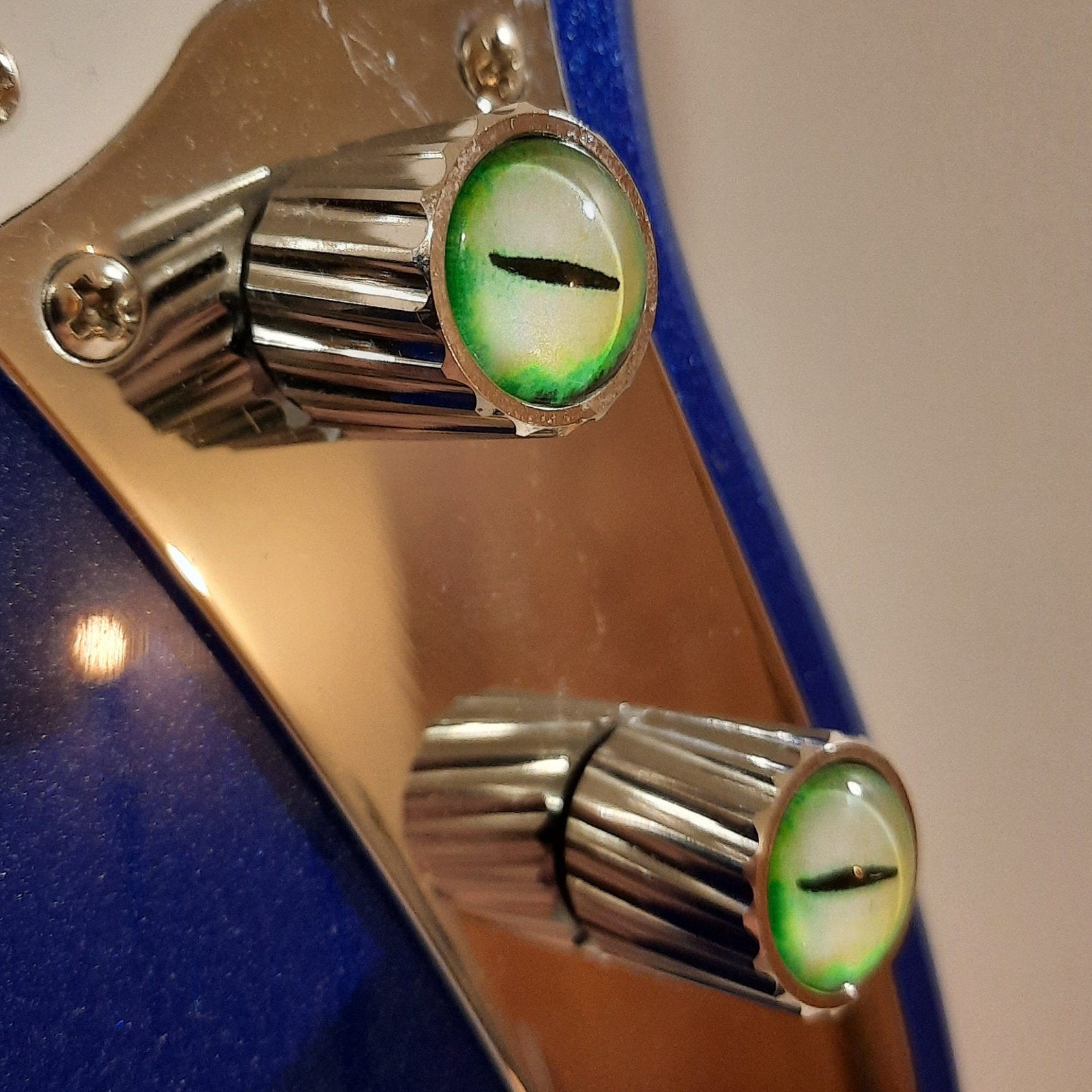 Nickel Plated Brass Guitar Knob With Glass Insert pair Etsy