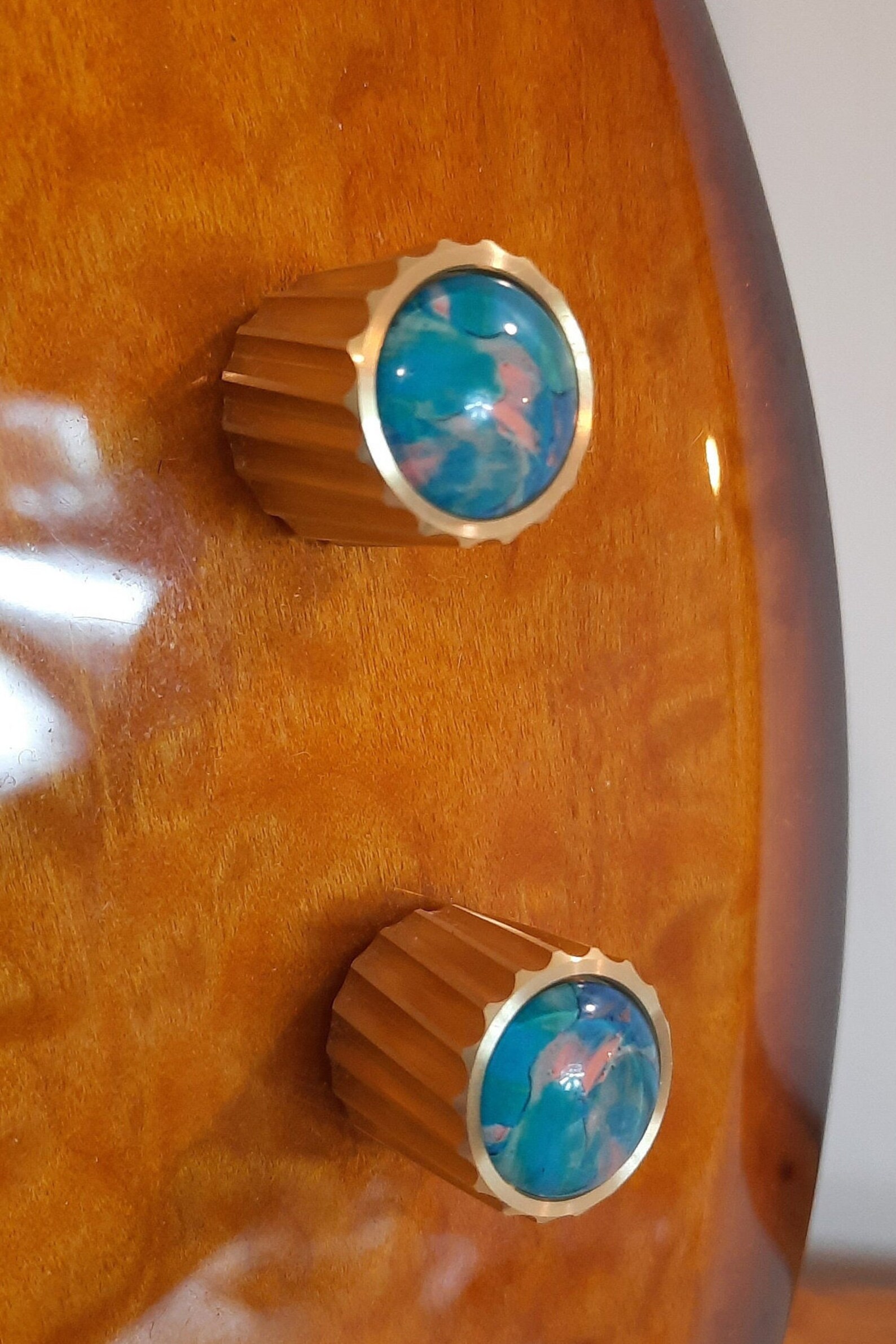 Brass Guitar Knob with Glass Insert pair Etsy