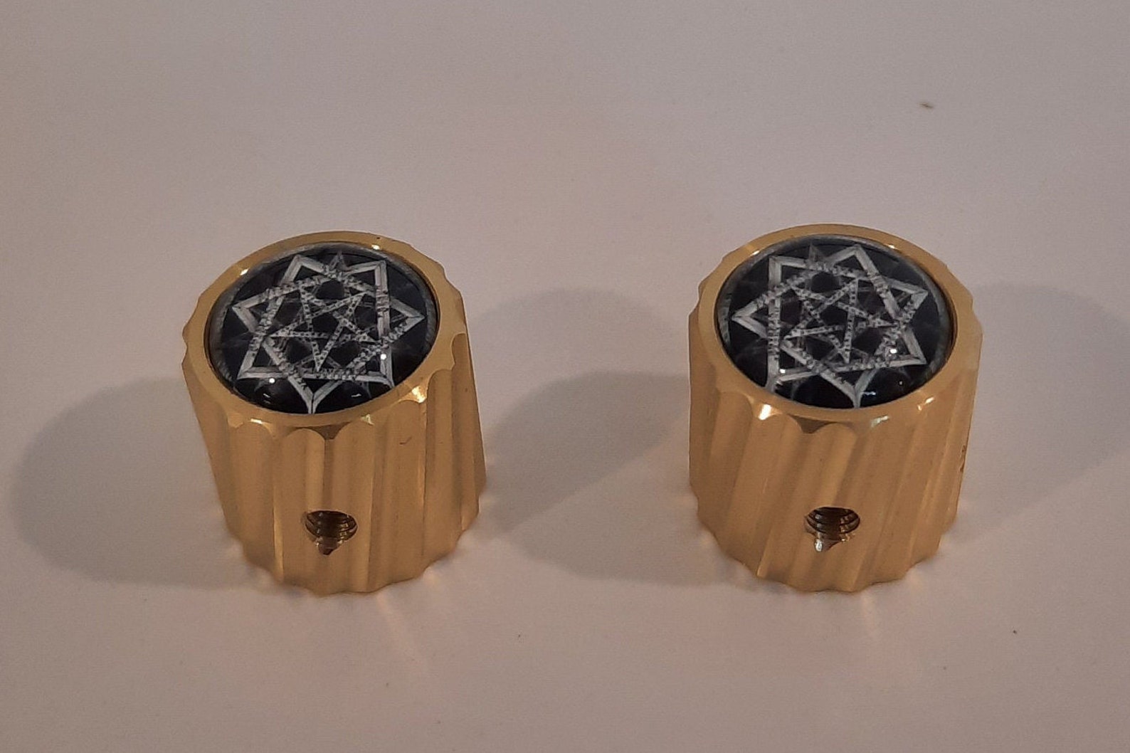 Brass Guitar Knob with Glass Insert pair Etsy