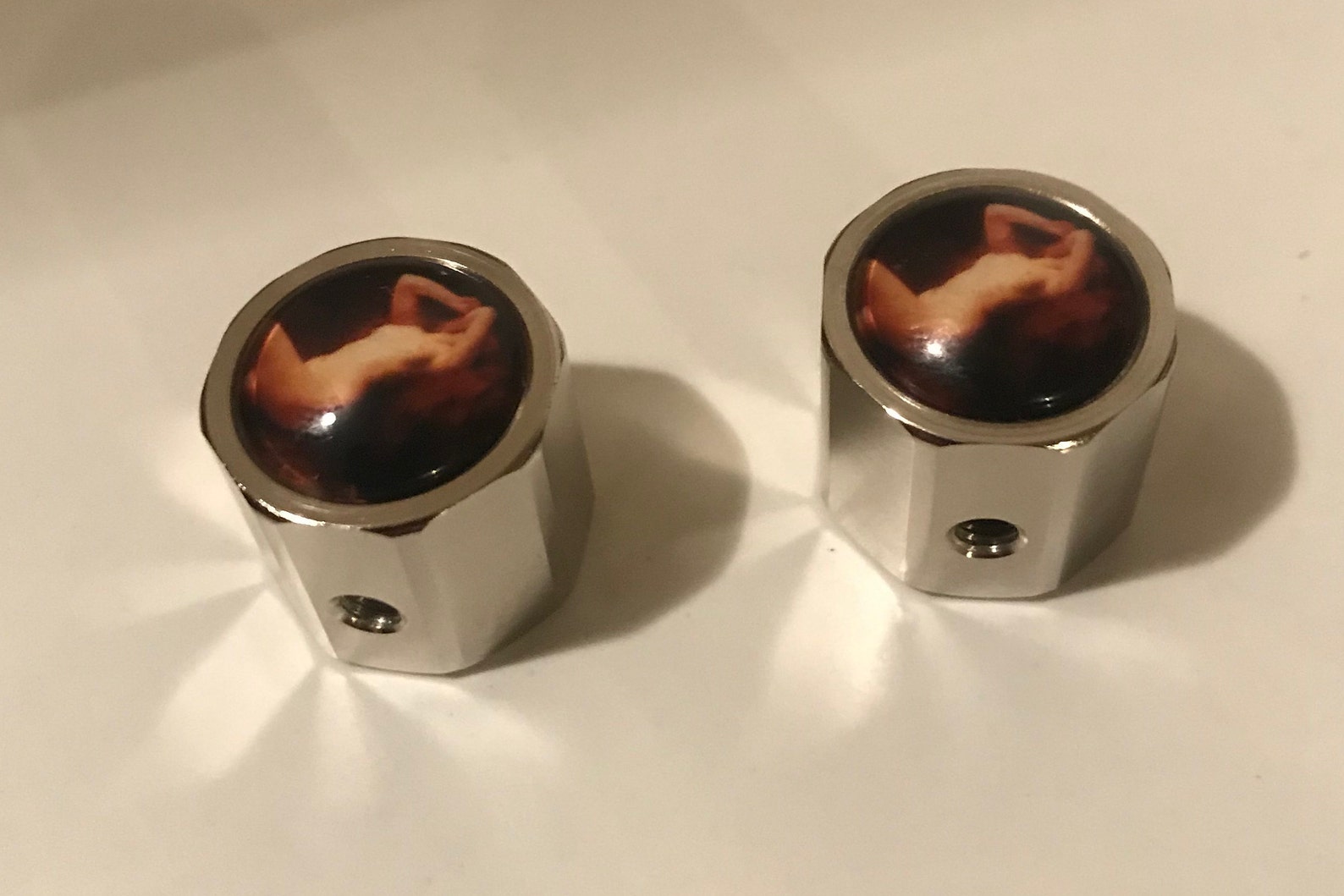 Nickel Plated Steel Guitar Knob with Glass Insert pair Etsy