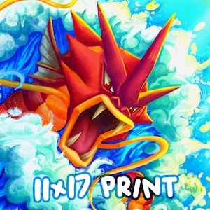 Gyarados Poster Japanese Tapestry Style Pokemon Anime Poster Printable Wall Art for Bedroom Decor Gyarados Artwork Etsy
