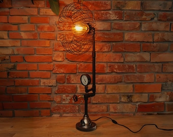Steampunk, Industrial floor lamp. Upcycled, handcrafted, Edison lamp.