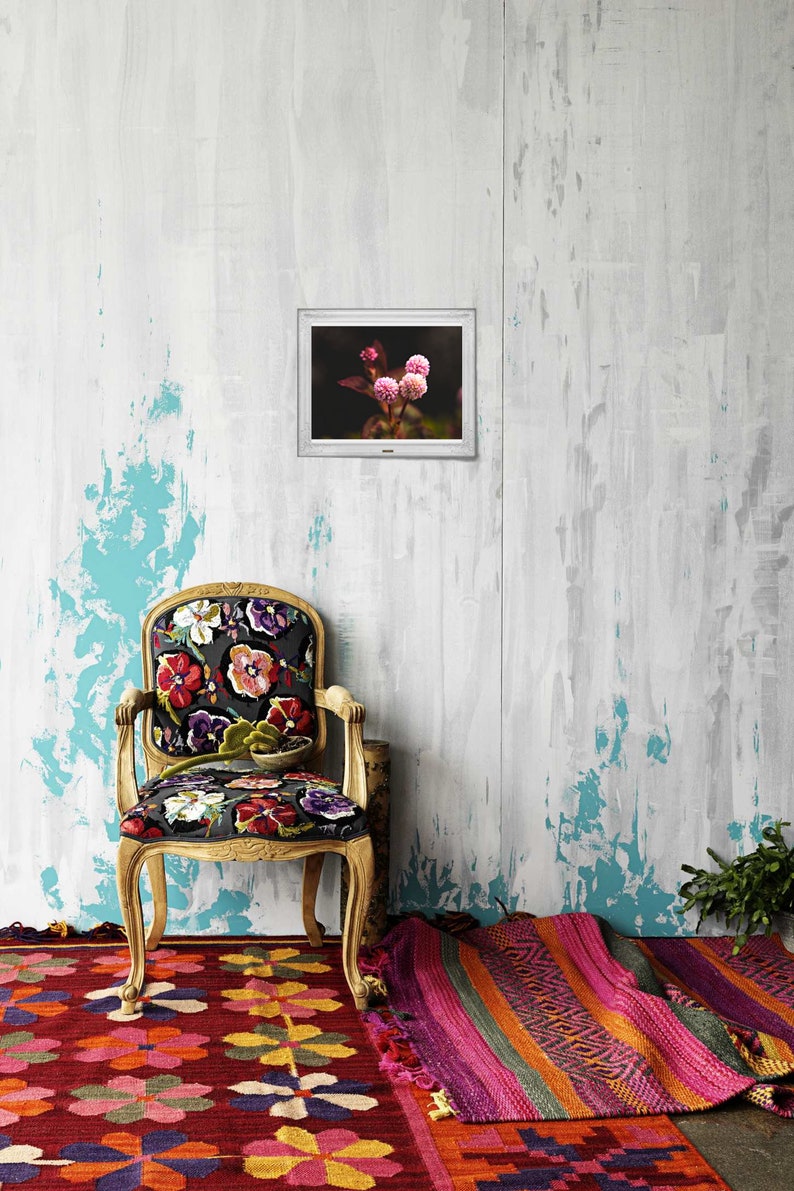 Pink Fluff / Printable Dark Background Flower Digital Photo, Nature