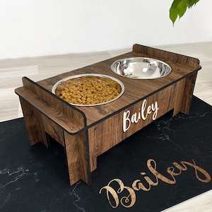 Personalized Dog Cat Feeder Pet Bowl Stand Pet Food Stand Dog Cat Feeder Station Raised Elevated Feeding Stand Wood Farmhouse Accessory FS01