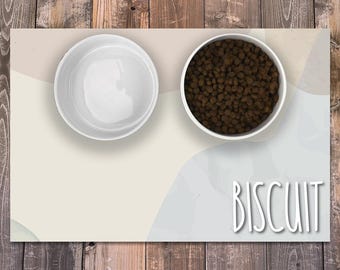 Personalized Dog / Cat Food Mat, Boho Water Colors Design, Machine Washable Dog Cat Bowl Placemat Feeding Mat Food Mat, Custom Pet Gift PM55