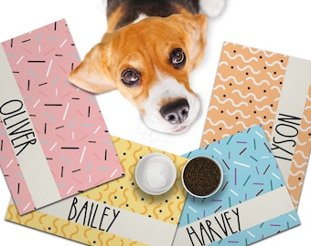 Personalized Dog / Cat Food Mat, Boho Design, Colors Available, Machine Washable Pet Bowl Mat Placemat Feeding Mat Custom Pet Gift PM66