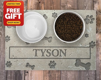 Personalized Dog / Cat Food Mat, Dog / Cat Bowl Mat, Pet / Dog / Cat Placemat, Machine Washable Dog / Cat Feeding Mat, Custom Pet Gift PM02