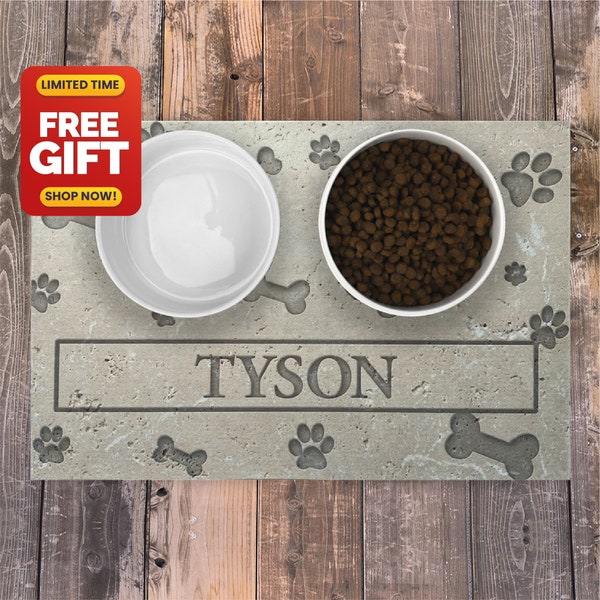 Personalized Dog / Cat Food Mat, Dog / Cat Bowl Mat, Pet / Dog / Cat Placemat, Machine Washable Dog / Cat Feeding Mat, Custom Pet Gift PM02