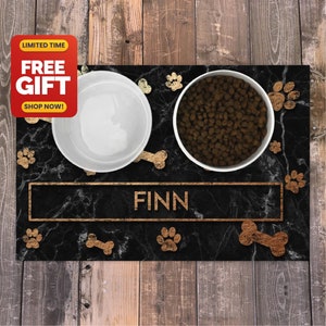 Personalized Dog / Cat Food Mat, Dog / Cat Bowl Mat, Pet / Dog / Cat Placemat, Machine Washable Dog / Cat Feeding Mat, Custom Pet Gift PM05