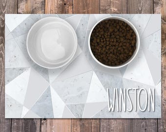 Personalized Dog / Cat Food Mat, Boho Geometric Design, Machine Washable Dog Cat Bowl Placemat Feeding Mat Food Mat, Custom Pet Gift PM60