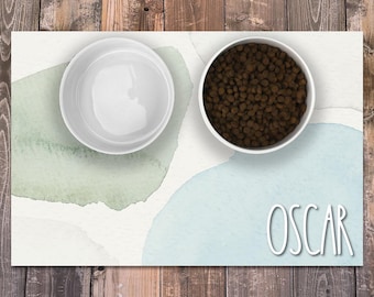 Personalized Dog / Cat Food Mat, Boho Water Colors Design, Machine Washable Dog Cat Bowl Placemat Feeding Mat Food Mat, Custom Pet Gift PM57