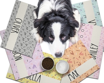 Personalized Dog / Cat Food Mat, Boho Design, Colors Available, Machine Washable Pet Bowl Mat Placemat Feeding Mat Custom Pet Gift PM67