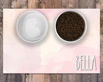 Personalized Dog / Cat Food Mat, Boho Water Colors Design, Machine Washable Dog Cat Bowl Placemat Feeding Mat Food Mat, Custom Pet Gift PM56