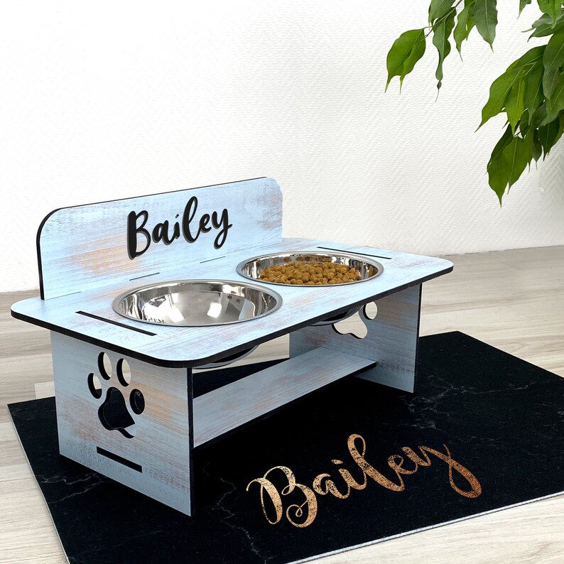 BUNDLE DEAL for Raised Pet Bowl Stand Pet Mat Comes With Bowls Etsy