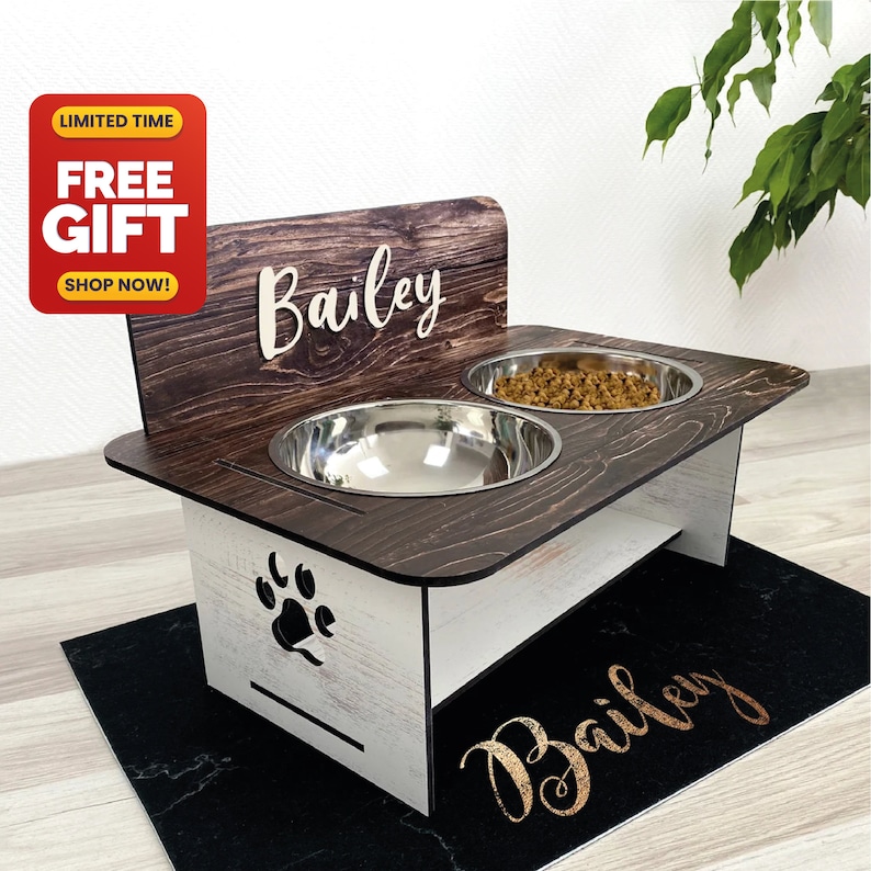 Raised Pet Bowl Stand Comes With Bowls Multiple Sizes Pet Etsy
