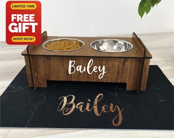 Raised Pet Bowl Stand Comes With Bowls Multiple Sizes Pet Feeder Elevated Dog Cat Bowl Stand Personalized  Cat Dog Feeder FS01