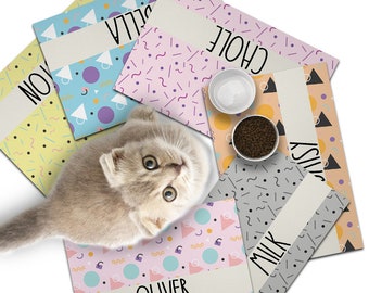 Personalized Dog / Cat Food Mat, Boho Design, Colors Available, Machine Washable Pet Bowl Mat Placemat Feeding Mat Custom Pet Gift PM68