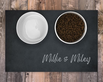 Personalized Dog / Cat Food Mat, Blackboard Design Machine Washable Pet / Dog / Cat Bowl Mat Placemat Feeding Mat, Custom Pet Gift PM34