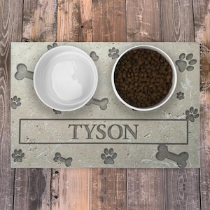 Personalized Dog / Cat Food Mat, Dog / Cat Bowl Mat, Pet / Dog / Cat Placemat, Machine Washable Dog / Cat Feeding Mat, Custom Pet Gift PM02