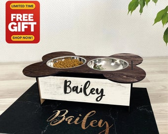 Dog Bowl Stand Comes With Bowls Multiple Sizes Pet Feeder Elevated Dog Feeder Raised Dog Bowl Stand Personalized Dog Feeder FS04