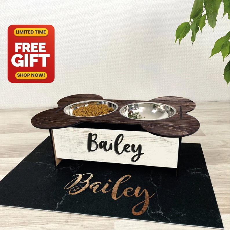 Dog Bowl Stand Comes With Bowls Multiple Sizes Pet Feeder Elevated Dog Feeder Raised Dog Bowl Stand Personalized Dog Feeder FS04 image 1