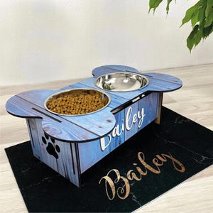 Dog Bowl Stand Comes With Bowls Multiple Sizes Pet Feeder Elevated Dog Feeder Raised Dog Bowl Stand Personalized Dog Feeder FS04