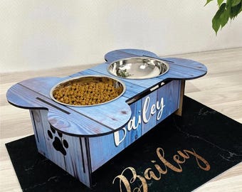 Dog Bowl Stand Comes With Bowls Multiple Sizes Pet Feeder Elevated Dog Feeder Raised Dog Bowl Stand Personalized Dog Feeder FS04