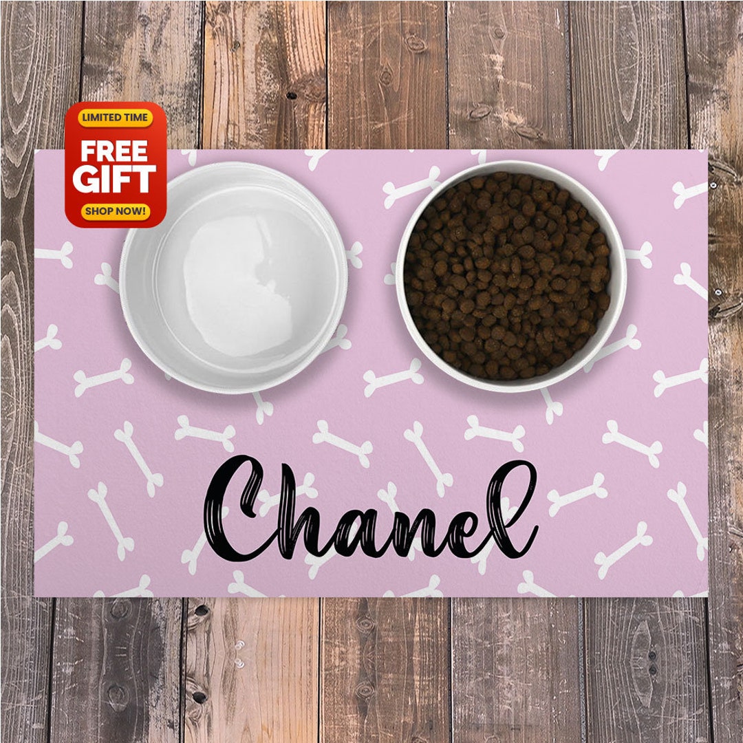 Personalized Dog Cat Food Mat Bones Design Machine Washable Pet amazon-stiio-pet-feeding-mat-rubber-backed-cat-food-mat-for