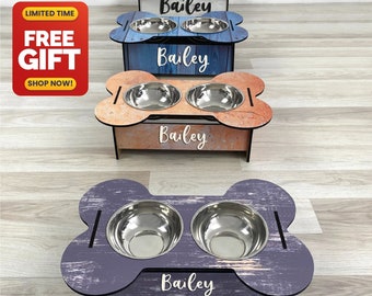 Dog Bowl Stand Comes With Bowls Multiple Sizes Pet Feeder Elevated Dog Feeder Raised Dog Bowl Stand Personalized Dog Feeder FS04