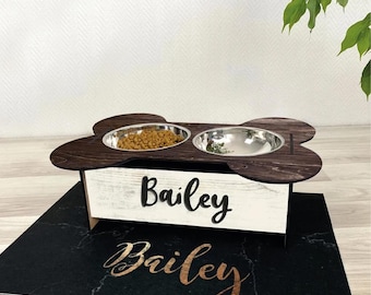Dog Bowl Stand Comes With Bowls Multiple Sizes Pet Feeder Elevated Dog Feeder Raised Dog Bowl Stand Personalized Dog Feeder FS04