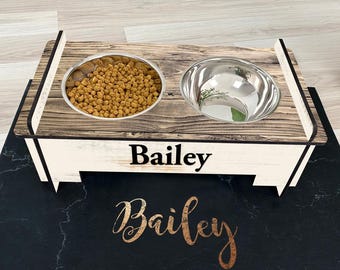 Raised Pet Bowl Stand Comes With Bowls Multiple Sizes Pet Feeder Elevated Dog Cat Bowl Stand Personalized  Cat Dog Feeder FS01