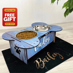 Dog Bowl Stand Comes With Bowls Multiple Sizes Pet Feeder Elevated Dog Feeder Raised Dog Bowl Stand Personalized Dog Feeder FS04