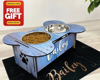 Dog Bowl Stand Comes With Bowls Multiple Sizes Pet Feeder Elevated Dog Feeder Raised Dog Bowl Stand Personalized Dog Feeder FS04