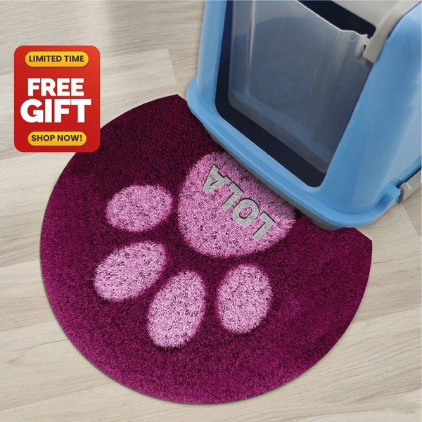 Personalized Cat Litter Mat Anti Slip Pet Mat Washable Pet Placemat Custom Pet Gift PM13